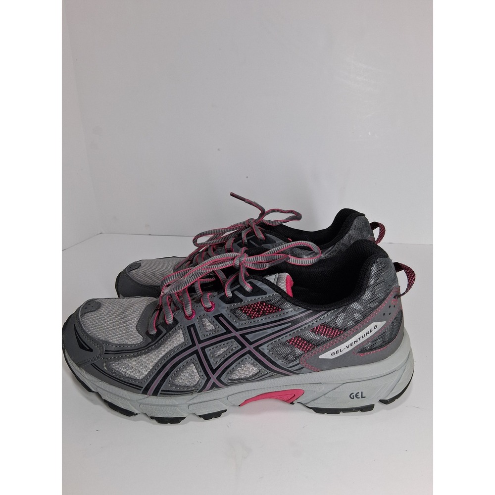 Asics GEL Venture 6 Gray Pink Women's Running Shoes Size 10 Trail Hiking